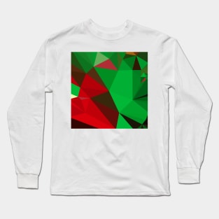 Dark Pastel Green Abstract Low Polygon Background Long Sleeve T-Shirt